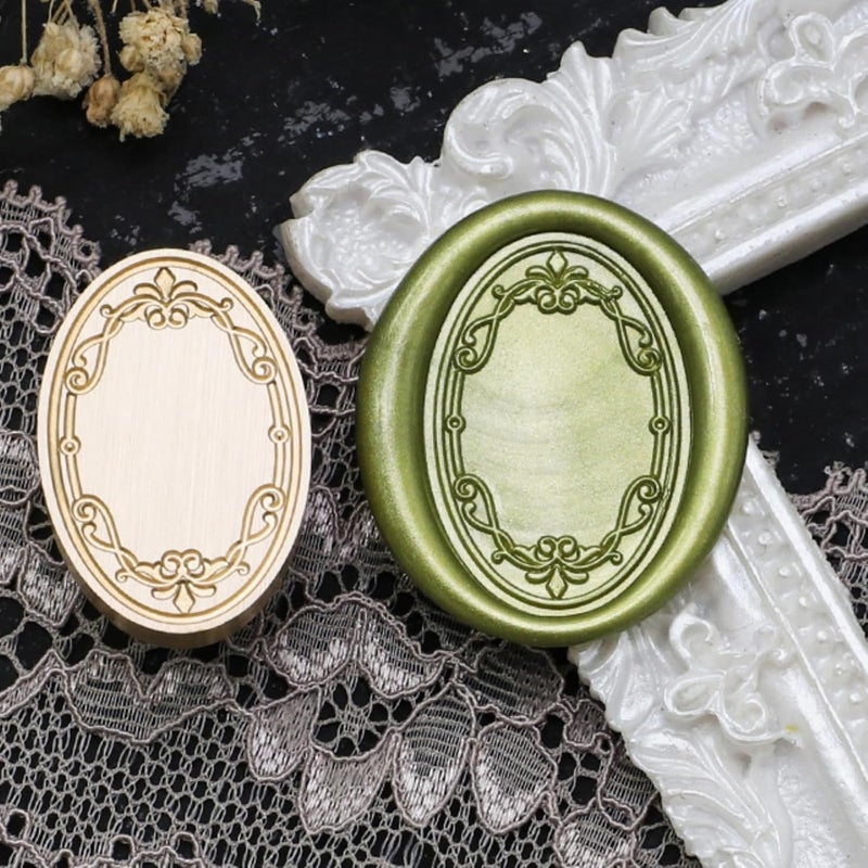 Atopbb Frame Wax Seal Stamp, 3D Embossed Frame Relief Carving Wax Sealing Stamp, Frame Wax Stamp Head Wood Stamp Handle, Wax Stamp for Wedding Invitations, Letter Sealing (F33), Bronze golden - Image 2